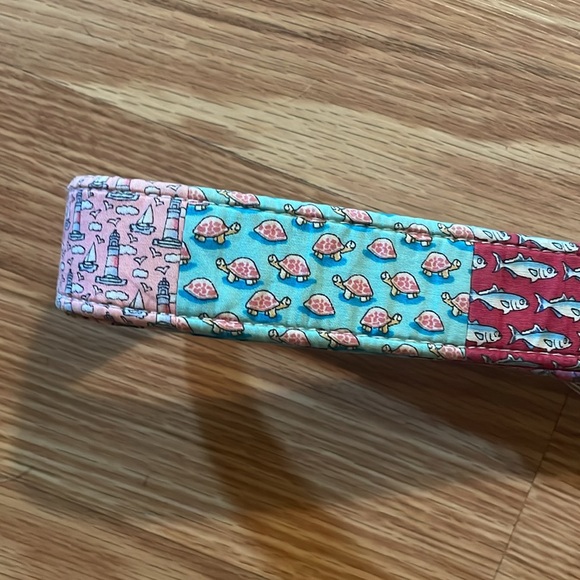 VINEYARD VINES sz M patchwork style belt with silver D-ring closure - Picture 5 of 12